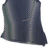 REISS Womens Navy Blue Green Printed Sleeveless Round Neck Top UK 8 Elegant