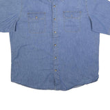 WRANGLER Mens Blue Denim Cotton Shirt XL Casual Button Pocket Workwear