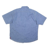 WRANGLER Mens Blue Denim Cotton Shirt XL Casual Button Pocket Workwear