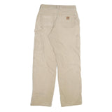 CARHARTT Mens Cotton Blend Beige Relaxed Straight Trousers W30 L32 Workwear