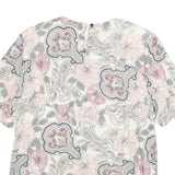 NORTON MCNAUGHTON Womens Pink Blue Cream Floral Printed Top Short Sleeve Crew