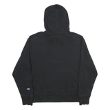 CHAMPION Mens Black Hoodie L Cotton Blend Pullover Logo Patch Sweatshirt