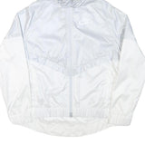 NIKE Womens White Lightweight Hooded Zip Jacket L Polyester Blend Plain