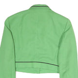SKYLINE Womens Green Cotton Blend Button Jacket M Plain Crop Piped Trim