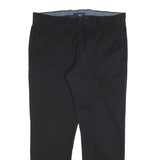 TOMMY HILFIGER Mens Cotton Blend Black Regular Straight Trousers W36 L32 Classic