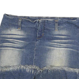 ANCHOR BLUE Womens Blue Denim Mini Cotton Blend Skirt Frayed Hem Casual M
