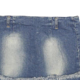 ANCHOR BLUE Womens Blue Denim Mini Cotton Blend Skirt Frayed Hem Casual M