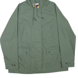 WOOLRICH Womens Green Cotton Blend Hooded Jacket XL Plain Zip Casual Outerwear