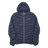 FILA Womens Navy Zip Hooded Quilted Jacket M Polyester Blend Lightweight
