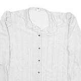 C&A Womens White Basic Long Sleeve Collared Blouse L Lightweight Polyester