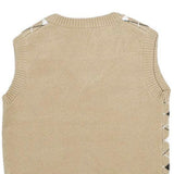 Womens Beige & Black Argyle V-Neck Jumper Patterned Knit XXS Sleeveless Vest