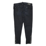 DIESEL Womens Slim Black Denim Cotton Blend Jeans W34 L27 Stud Detail Zip