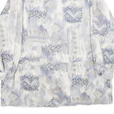 Womens White & Blue Geometric Pattern Jacket UK 20 Polyester Blend Zip Closure