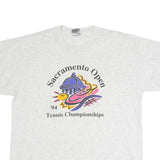 ONEITA Mens White Sacramento Open Tennis Championships Graphic T-Shirt XL Short