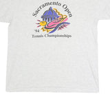 ONEITA Mens White Sacramento Open Tennis Championships Graphic T-Shirt XL Short