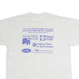 ONEITA Mens White Sacramento Open Tennis Championships Graphic T-Shirt XL Short