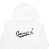 CONVERSE Womens White Hoodie M Cotton Blend Casual Pullover Hooded Sweatshirt