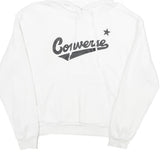 CONVERSE Womens White Hoodie M Cotton Blend Casual Pullover Hooded Sweatshirt