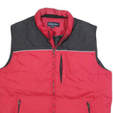 DENVER HAYES Mens Red & Black Quilted Jacket L Polyester Blend Zip Padded