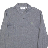 LACOSTE Mens Grey Long Sleeve Plain S Classic Cotton Blend Polo Shirt