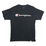 CHAMPION Mens Black Classic T-Shirt M Short Sleeve Crew Neck Logo