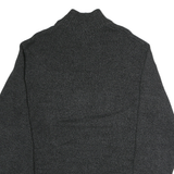 CHAPS Mens Black & Brown Plain Jumper Stand-Up Collar Chunky Knit L Button Neck