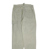 Mens Beige Cotton Regular Cargo Trousers W30 L34 Zip Closure
