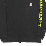 CARHARTT Mens Black S Long Sleeve Crew Neck Logo Print T-Shirt Pocket