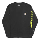 CARHARTT Mens Black S Long Sleeve Crew Neck Logo Print T-Shirt Pocket