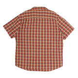 LEE Mens Red & Cream Check Shirt XL Casual Cotton Short Sleeve