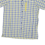 COLUMBIA Mens Blue & Yellow Check Shirt L Cotton Blend Lightweight Casual