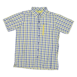 COLUMBIA Mens Blue & Yellow Check Shirt L Cotton Blend Lightweight Casual
