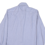 BOSS Mens Blue Plain Shirt L Cotton Blend Classic Fit Long Sleeve Button Shirt
