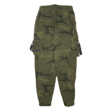 FB SISTER Womens Cotton Blend Green Camouflage Relaxed Tapered Trousers W26 L26