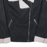 MOSSIMO Womens Black Jacket M Polyester Faux Shearling Zip Winter Warm