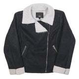 MOSSIMO Womens Black Jacket M Polyester Faux Shearling Zip Winter Warm