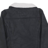 MOSSIMO Womens Black Jacket M Polyester Faux Shearling Zip Winter Warm