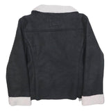 MOSSIMO Womens Black Jacket M Polyester Faux Shearling Zip Winter Warm