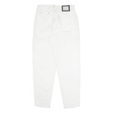 ROSALINI Womens Cotton Blend White Relaxed Tapered Trousers W29 L29 Stylish