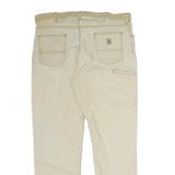 CARHARTT Mens Cotton Beige Relaxed Straight Trousers W40 L32 Workwear Zip