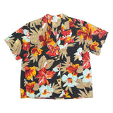 CARRIAGE COURT Womens Black Red & Beige Floral Shirt Short Sleeve Collared L