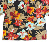 CARRIAGE COURT Womens Black Red & Beige Floral Shirt Short Sleeve Collared L