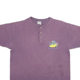 COTTON DELUXE Mens Purple Henley T-Shirt L Short Sleeve Shades Of The Past Rod