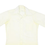 Mens Cream Shirt Regular Fit Short Sleeve Button Cotton Blend M Pocket Casual