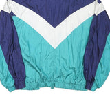 CHARTER CLUB Womens Blue & Green Zip Jacket M Polyester Blend Colourblock Retro