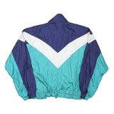 CHARTER CLUB Womens Blue & Green Zip Jacket M Polyester Blend Colourblock Retro