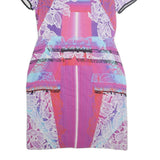 PETER PILOTTO Womens Purple Floral Bodycon Cotton Blend Short Sleeve Knee Length
