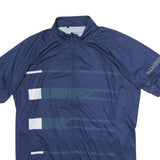SHIMANO Mens Blue Graphic T-Shirt L Short Sleeve Stand Collar Cycling Jersey