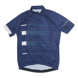 SHIMANO Mens Blue Graphic T-Shirt L Short Sleeve Stand Collar Cycling Jersey