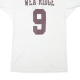 RUSSELL ATHLETIC Mens White Wea Ridge Number 9 Graphic T-Shirt L V-Neck Short